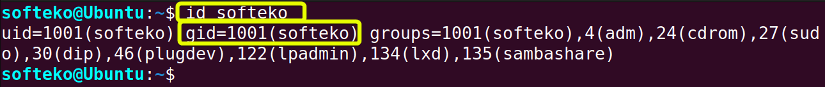 Using id command to fix a group id