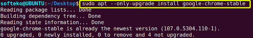 Using apt command --only-upgrade option to upgrade a specific package