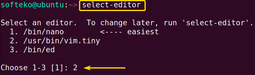 Changing current crontab editor.