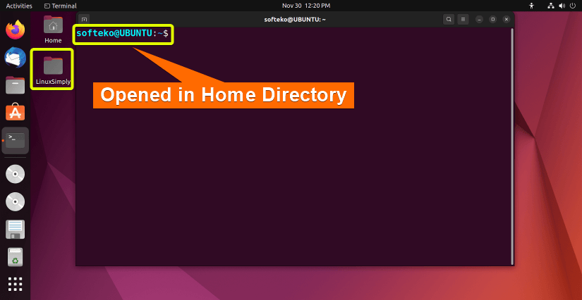 Command Prompt opened in Home directory