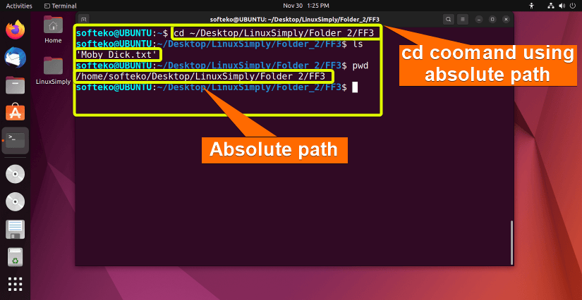 Command prompt path navigation using Absolute path