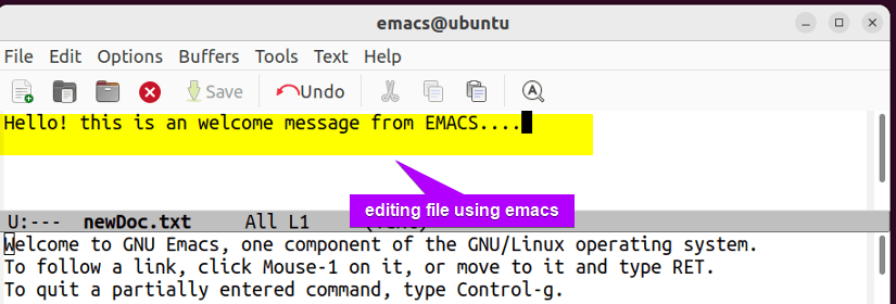 editing text file in emacs