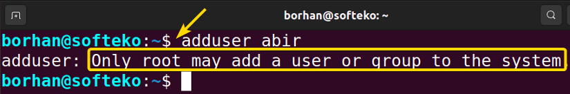 user cannot be added without using sudo command 