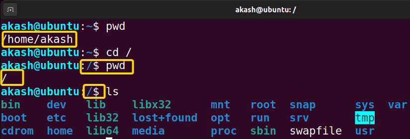 moving to Root directory using "cd" Command