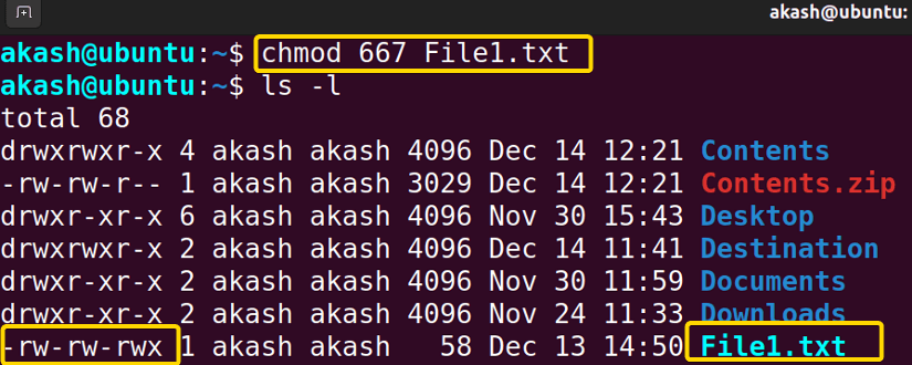 changing permission using chmod command in linux