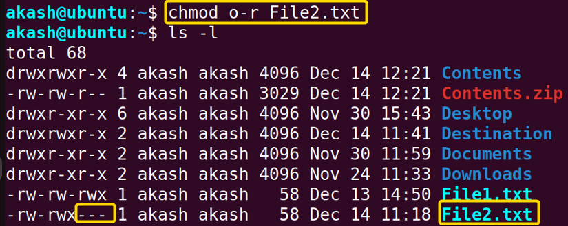 revoking permission using chmod command in linux