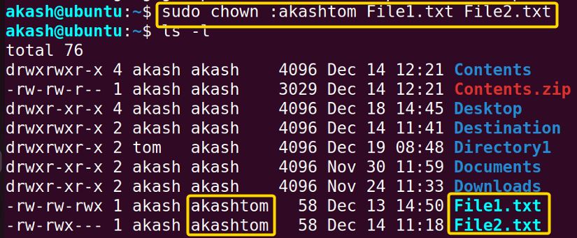 changing group owners using the chown command in linux
