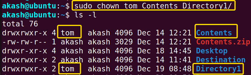 changing owner of multiple directories using the chown command in linux