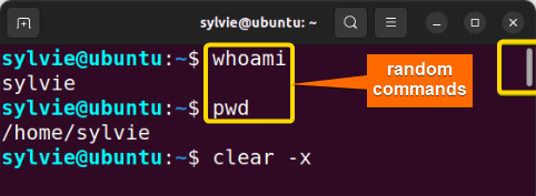 Typing clear-x to scroll Down the Terminal