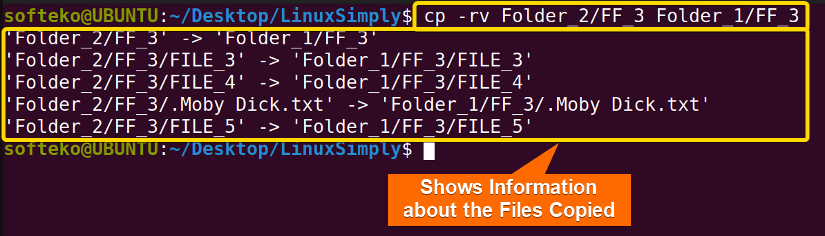 copying directory in linux a folder using cp -rv command