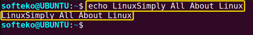 echo command in linux text output