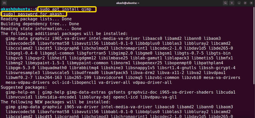 Installing GIMP in Linux