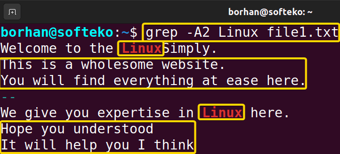 Display two Lines After using the grep 