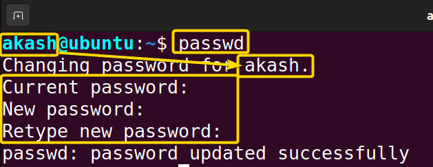 using passwd command in linux to change password