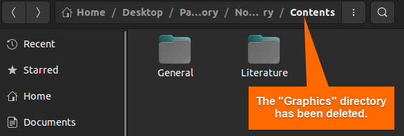 The desired non-empty directory has been removed by using the rm command in Linux(GUI view).
