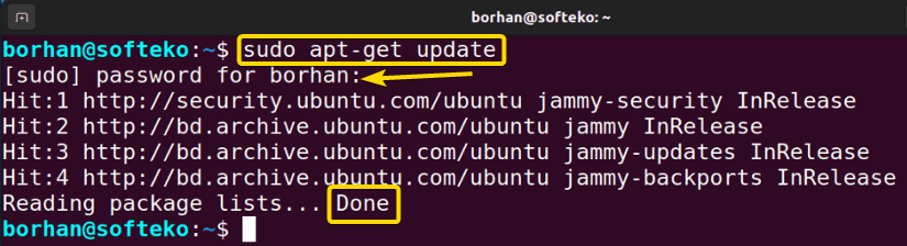 Update using sudo command in Linux