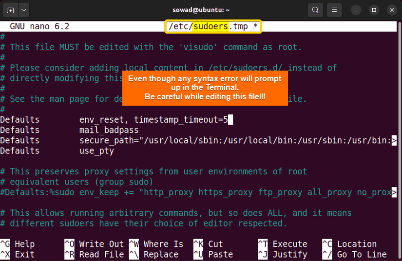 Configuring the sudo command by modifying the sudoer file.