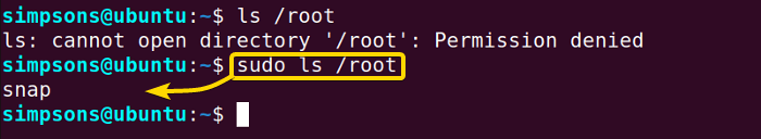 Accesing the root folder with the newly created sudo user in ubuntu.