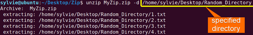 Extract Files to a Specified Directory Using the “unzip” Command in Linux
