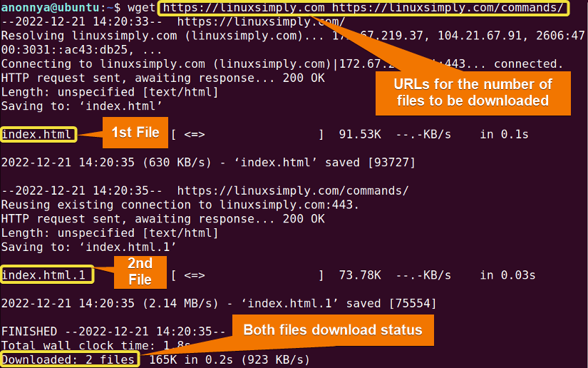 Downloading multiple files using wget command.