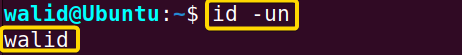 Printing current username name using "id" command