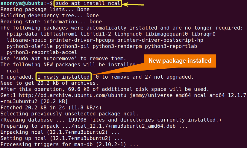 Installing packages using apt command in linux.