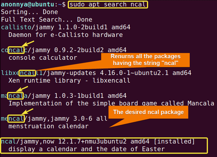 Searching for a package Full-system upgrade using apt command in linux.