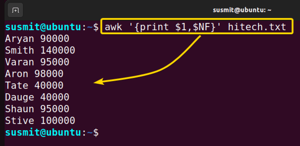 awk command line variable assignment