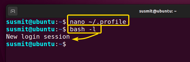 The bash command in Linux is used to start a new login session by executing the ~/.profile file.