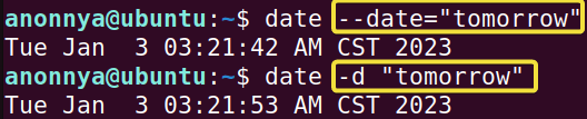 Getting a date from the future with string using date command command in Linux.