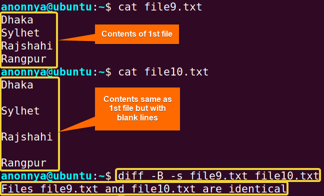 Ignoring blank lines using diff command in Linux.