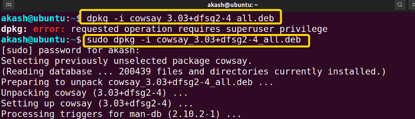 Installing using dpkg in linux
