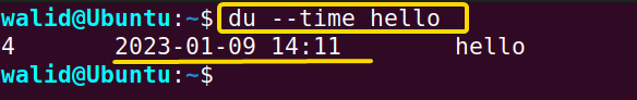 Showing last modification time using the du command in Linux