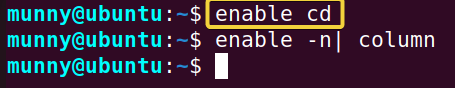 enabling cd command using enable command in linux.