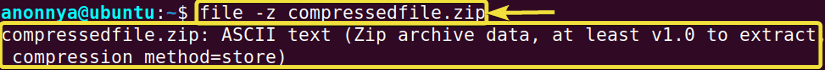 Showing types of compressed files using the file command in Linux.