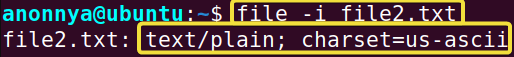 displaying the mime type of a file.