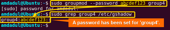 A password has been set for group4.