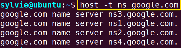 Query the DNS Server For NS (name server) Records