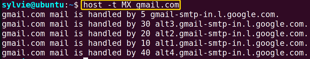 Query the DNS Server for MX (mail exchange) Records