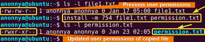Setting User Permissions Using install Command in Linux.