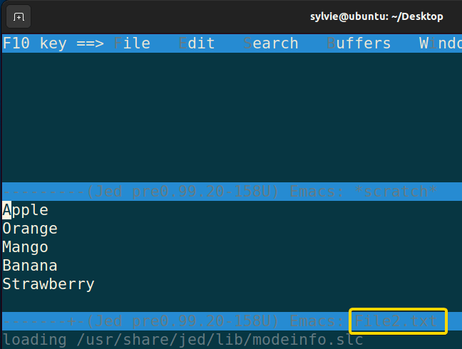Split Window of the Jed Text-editor Using “jed” command in Linux