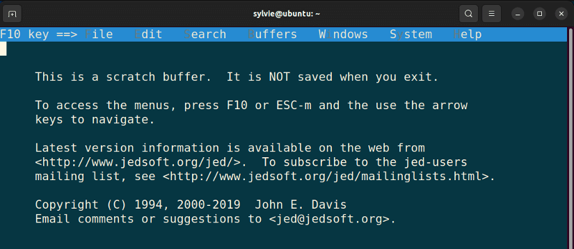 Open New & Blank File in Jed Text-editor Using “jed” command in Linux