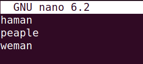Showing words whose spelling will be checked using the nano command in Linux