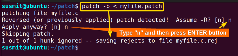 The patch command in Linux has created a backup of the original file before applying the patch.