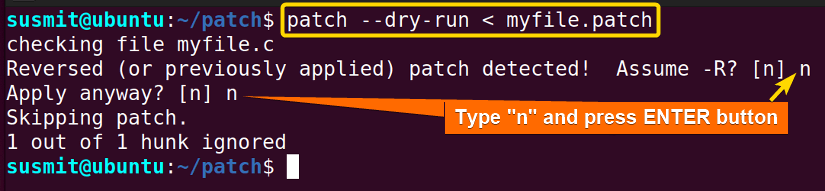 The --dry-run option of the patch command in Linux has validated the output of patching without changing the original source code.
