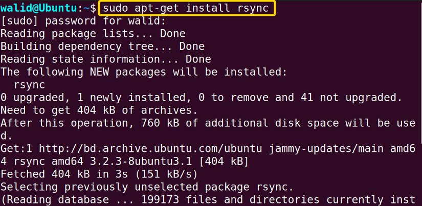 Installing the rsync command in Linux