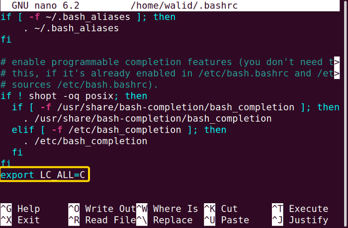 Adding an extra line in .bashrc file