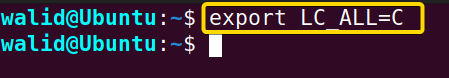 Exporting value for the variable "LC_ALL"