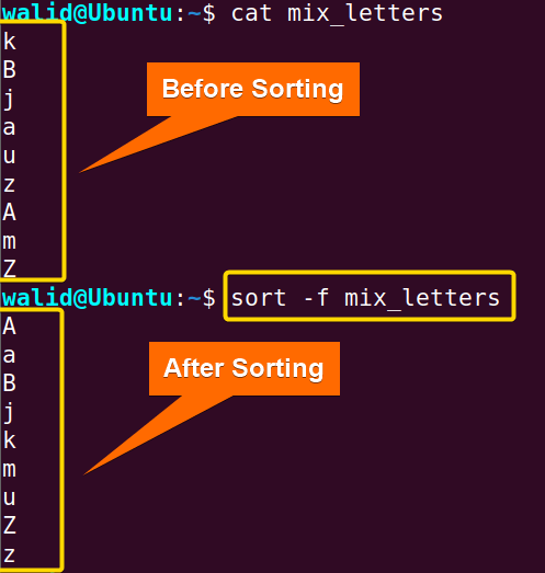 Case insensitive sorting using the sort command in Linux
