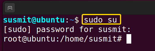 The su command in Linux switches the user to the root user after taking the password.